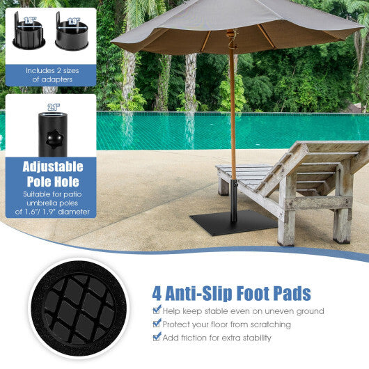 42 LBS Weighted 25 Inch Square Patio Umbrella Base - Color: Black