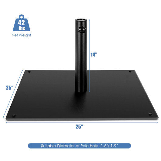 42 LBS Weighted 25 Inch Square Patio Umbrella Base - Color: Black