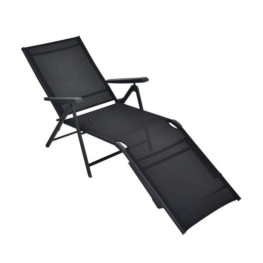 Patio Foldable Chaise Lounge Chair with Backrest and Footrest-Brown