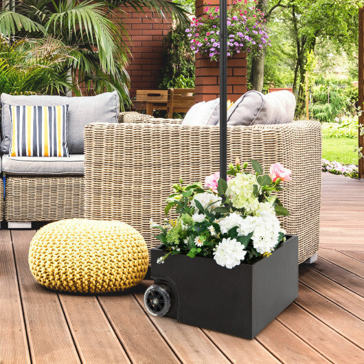 150 Pounds Patio Umbrella Base Stand Wheels Planter Outdoor-Coffee