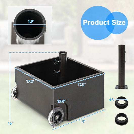 150 Pounds Patio Umbrella Base Stand Wheels Planter Outdoor-Coffee