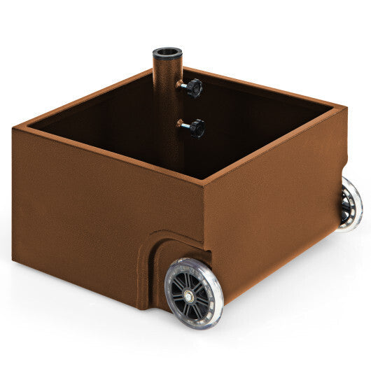 150 Pounds Patio Umbrella Base Stand Wheels Planter Outdoor-Coffee