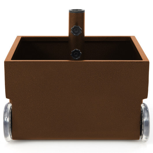 150 Pounds Patio Umbrella Base Stand Wheels Planter Outdoor-Coffee