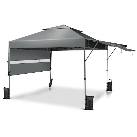 10 x 17.6 Feet Outdoor Instant Pop-up Canopy Tent with Dual Half Awnings-Pink
