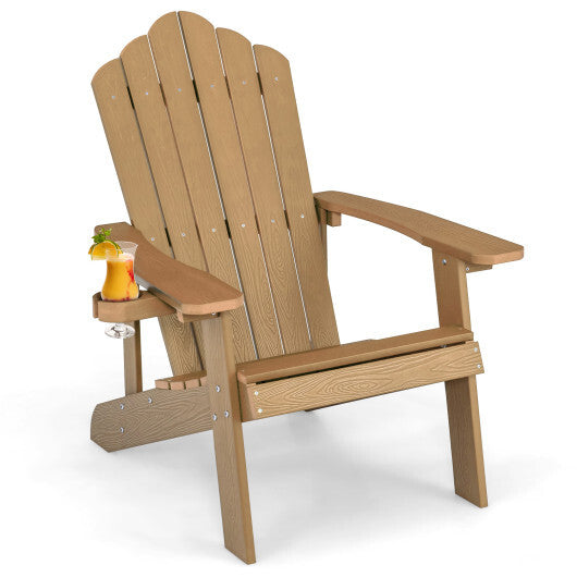 Weather Resistant HIPS Outdoor Adirondack Chair with Cup Holder-Navy