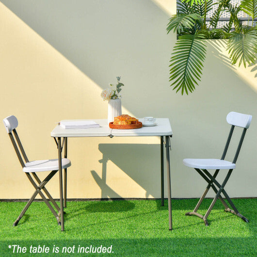 2 Pieces Outdoor Folding Chair Set with Sturdy Frame and Ergonomic Backrest-Black