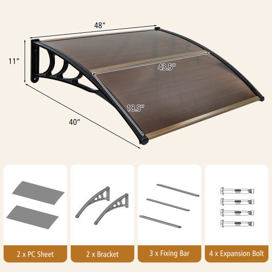 Outdoor Front Door Patio Overhang Awning for Sunlight Rain Snow Wind Protection-40 x 40 Inch