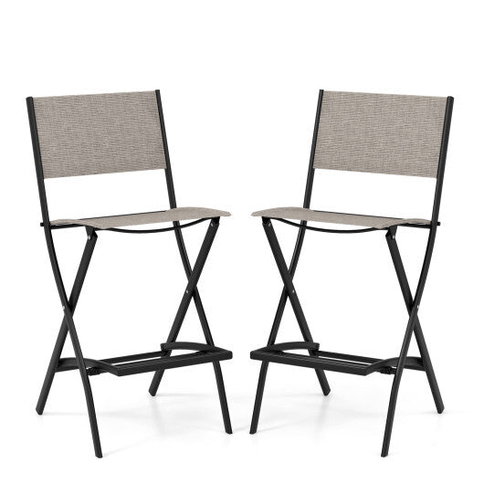 Folding Bar Stools Set of 2 Backrest Humanized Footrest-Blue