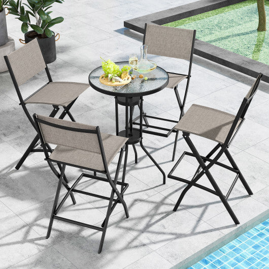 Folding Bar Stools Set of 2 Backrest Humanized Footrest-Blue