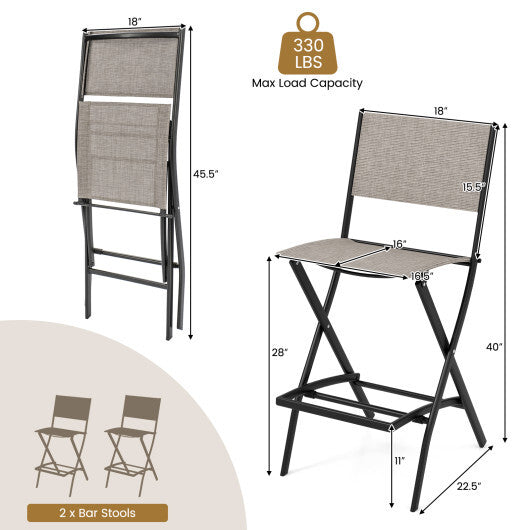 Folding Bar Stools Set of 2 Backrest Humanized Footrest-Blue