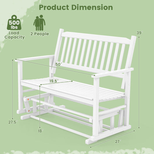 2 Seats Outdoor Glider Bench with Armrests and Slatted Seat-Gray