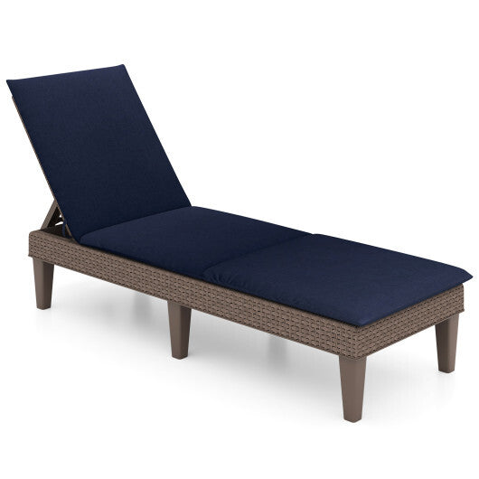 Patio Lounge Outdoor Recliner Chair with Cushion 3-Position Adjustable Backrest-Orange