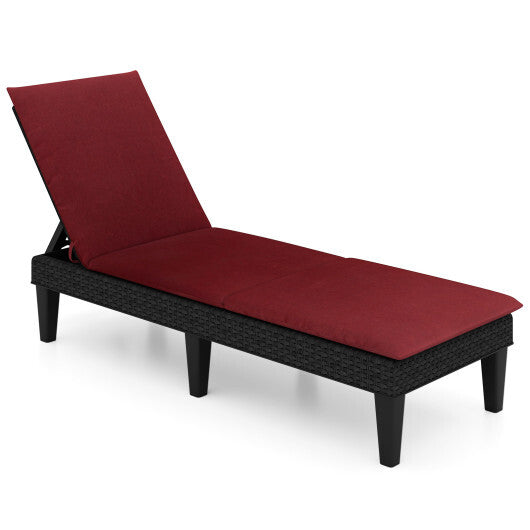 Patio Lounge Chair 3-Position Adjustable Backrest and Cushion-Orange