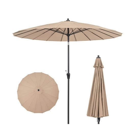 9 Feet Round Patio Umbrella with 18 Fiberglass Ribs-Wine