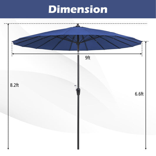 9 Feet Round Patio Umbrella with 18 Fiberglass Ribs-Wine