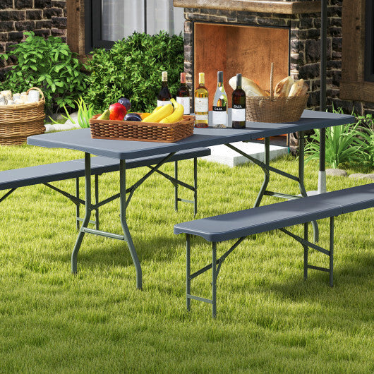 6 ft Portable Folding Table 350 LBS Fold-in-Half Table with HDPE Tabletop-Black