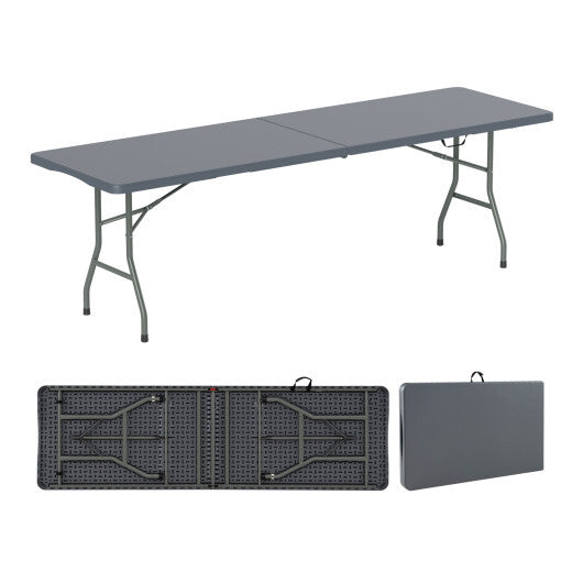 8 ft Portable Folding Table 350 LBS Fold-in-Half Table with HDPE Tabletop-White