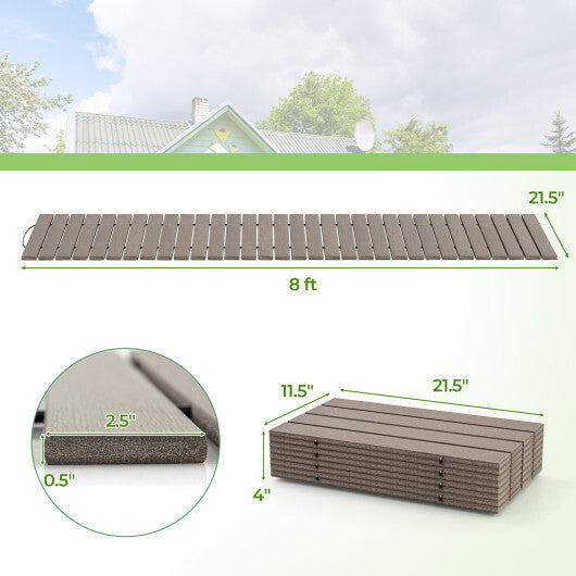 8 Ft Outdoor Garden Pathway Patio Roll Out Straight Walkways with Metal Wire Connection-S
