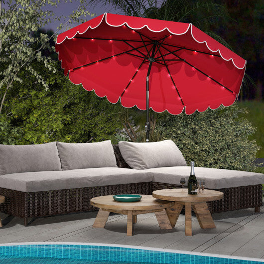10 Feet Solar Patio Umbrella with 24 LED Lights-Gray