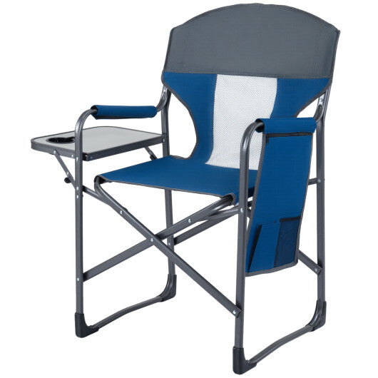 Folding Camping Chair with Cup Holder and Storage Pocket-Navy