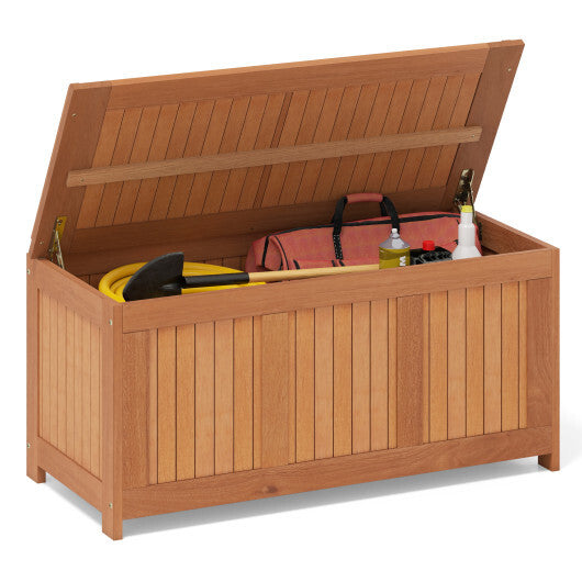 52 Gallon 3-in-1 Patio Wood Deck Box with Flip Top for Cushions