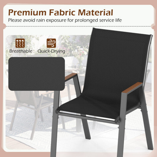 Set of 4 Stackable Patio Chairs with High Backs for Backyard 400 LBS-Brown