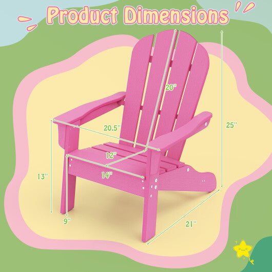 All-Weather HIPS Kid's Adirondack Chair with with High Backrest and Armrests-Turquoise