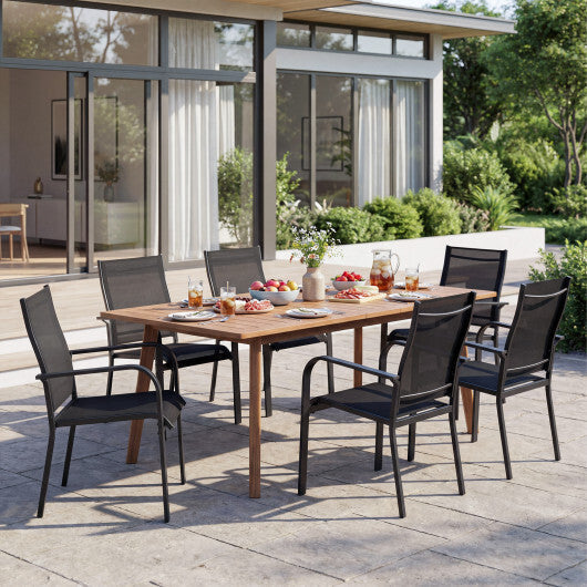 Patio Dining Chairs Set of 2/4/6 Stackable Outdoor Armchairs with Metal Frame-Set of 2