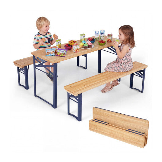 43.5 Inch Folding Kids Picnic Table & Bench Set No Assembly Wooden Toddler Table-Red