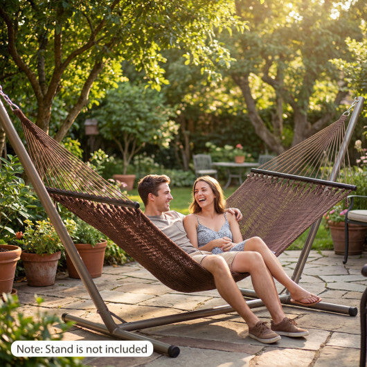 Caribbean Hammock with Spreader Bar for Patio Poolside-Khaki