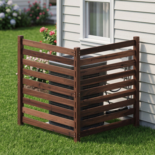 2-Panel Wooden Outdoor Privacy Fence with Ground Stakes-Black