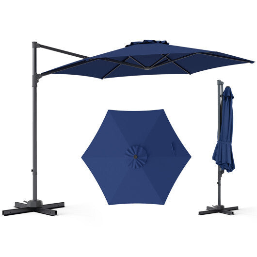 10 FT Patio Cantilever Umbrella with 360? Rotation and Air Vent for Backyard and Poolside-Tan
