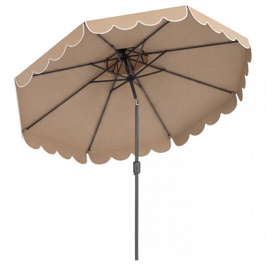 10 Feet Patio Umbrella with Push Button Tilt and Crank-Coffee