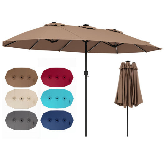 15.5FT Extra-Large Patio Umbrella 12 Reinforced Metal Ribs-Brown