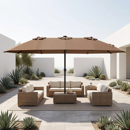 15.5FT Extra-Large Patio Umbrella 12 Reinforced Metal Ribs-Brown