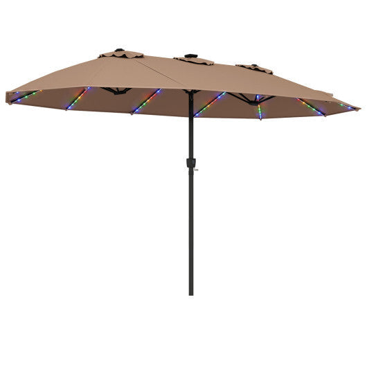 15.5FT Extra-Large Patio Umbrella 12 Reinforced Metal Ribs-Brown
