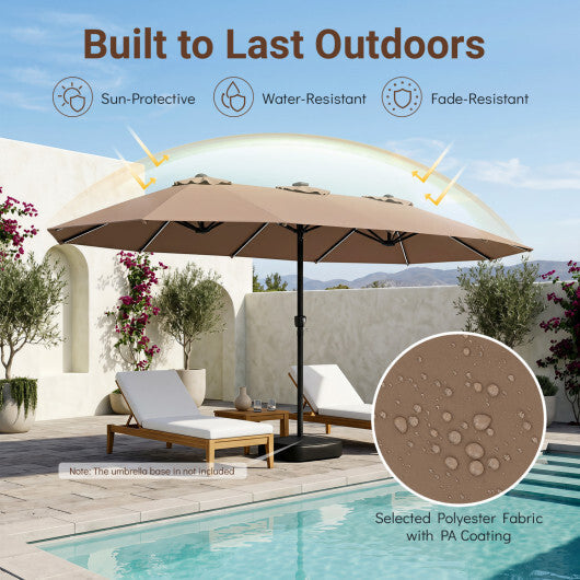 15.5FT Extra-Large Patio Umbrella 12 Reinforced Metal Ribs-Brown