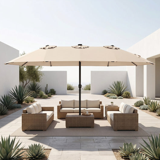 15.5FT Extra-Large Patio Umbrella 12 Reinforced Metal Ribs-Brown