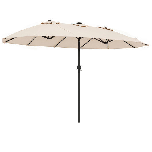 15.5FT Extra-Large Patio Umbrella 12 Reinforced Metal Ribs-Brown
