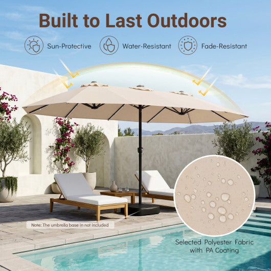 15.5FT Extra-Large Patio Umbrella 12 Reinforced Metal Ribs-Brown