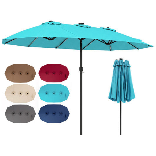 15.5FT Extra-Large Patio Umbrella 12 Reinforced Metal Ribs-Brown