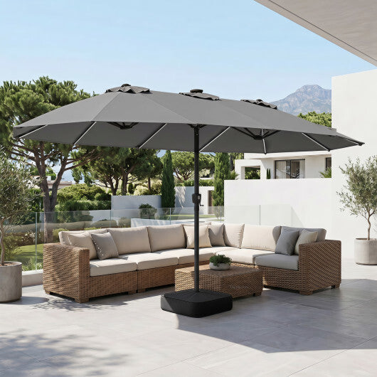 15.5FT Extra-Large Patio Umbrella with Base 12 Reinforced Ribs-Brown