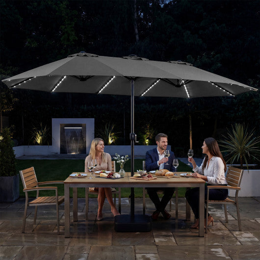 15.5FT Extra-Large Patio Umbrella with Base 12 Reinforced Ribs-Brown