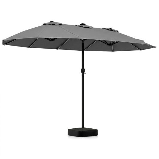 15.5FT Extra-Large Patio Umbrella with Base 12 Reinforced Ribs-Brown
