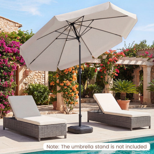 10 FT Scalloped Patio Umbrella with Push Button Tilt and 8 Fiberglass Ribs-Brown