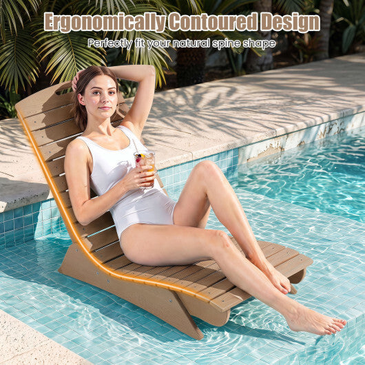 Fade-Resistant Outdoor Lounger with Contoured Shape for Deck Poolside-Brown