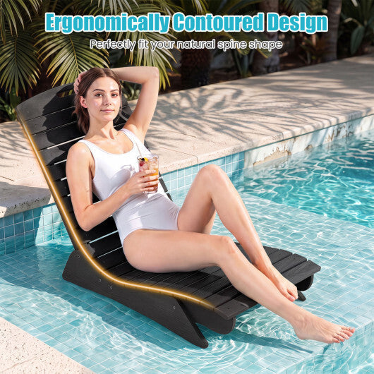 Fade-Resistant Outdoor Lounger with Contoured Shape for Deck Poolside-Brown