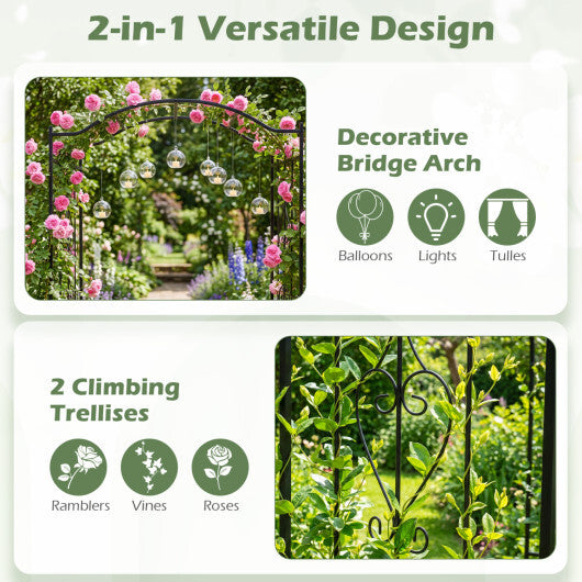 7.5 Feet Garden Arbor Heavy-Duty Metal Arch Trellis with Curved Roof