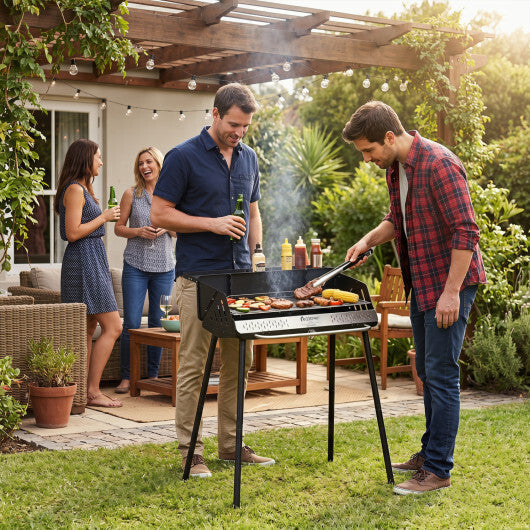 Portable Charcoal Grill with Detachable Legs  Adjustable Grate and Carrying Bag