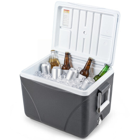 43.3 Quart Portable Hard Coolerwith Handles and 4 Cup Holders-Black